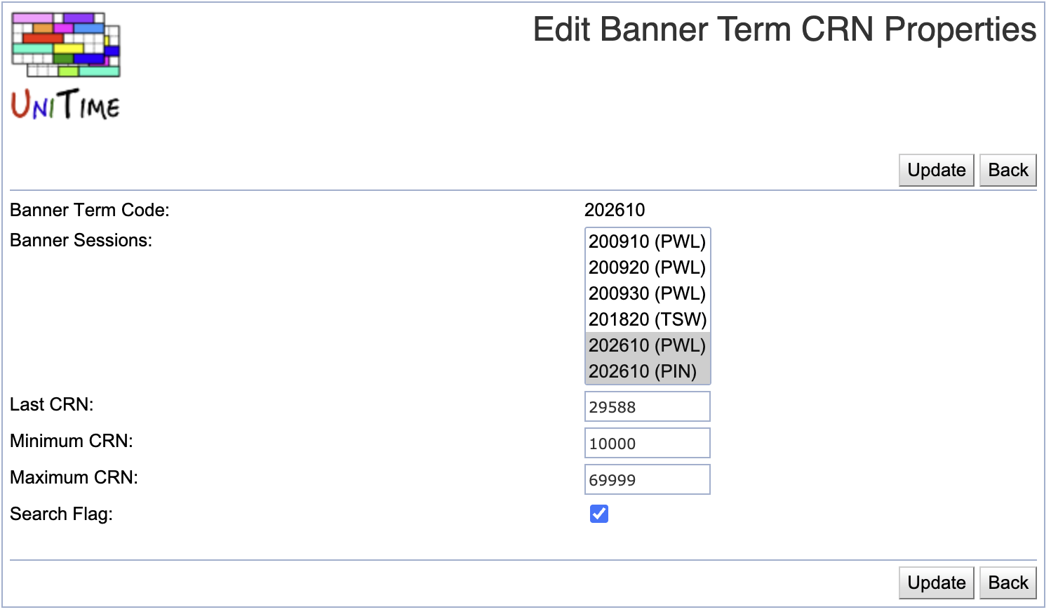 Banner Term CRN Properties