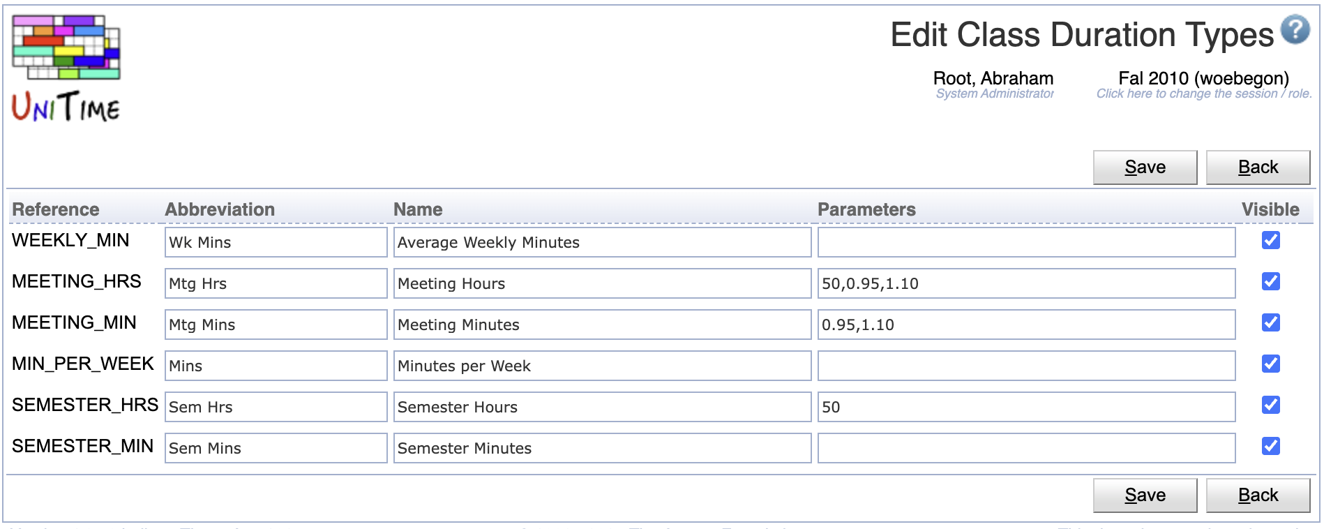 Class Duration Types