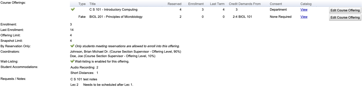 Course Offerings