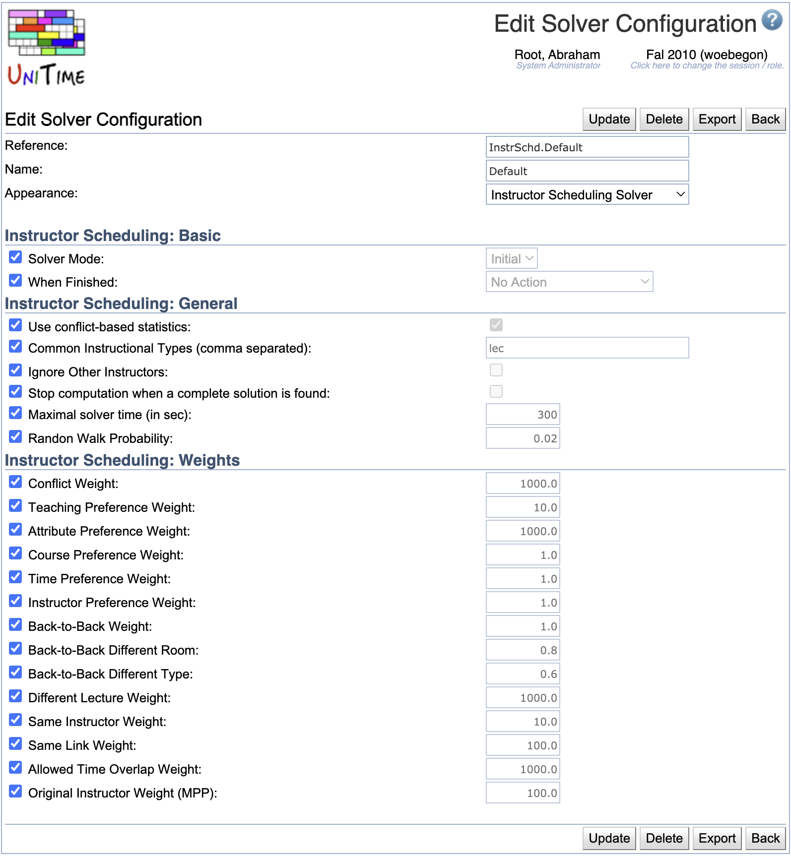 Solver Configurations