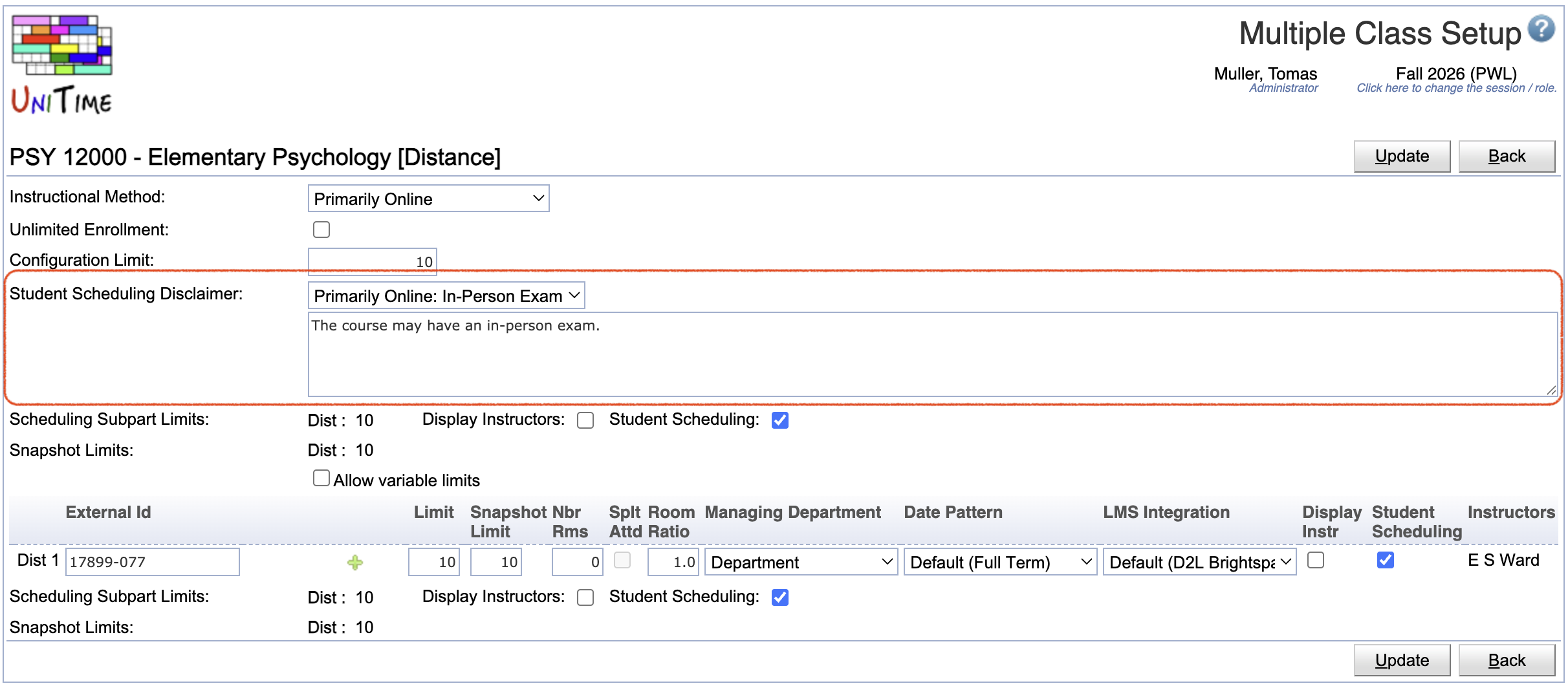Standard Scheduling Disclaimers