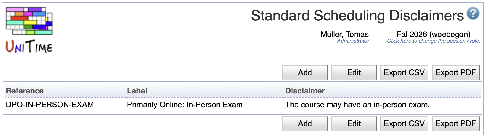Standard Scheduling Disclaimers