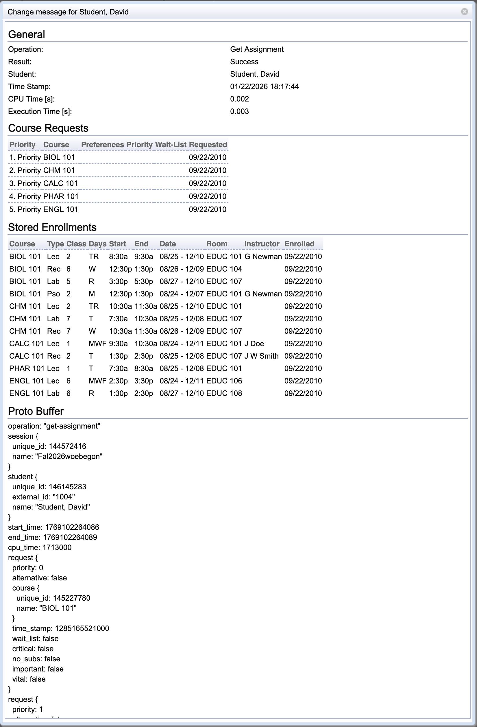 Student Scheduling Dashboard Manual
