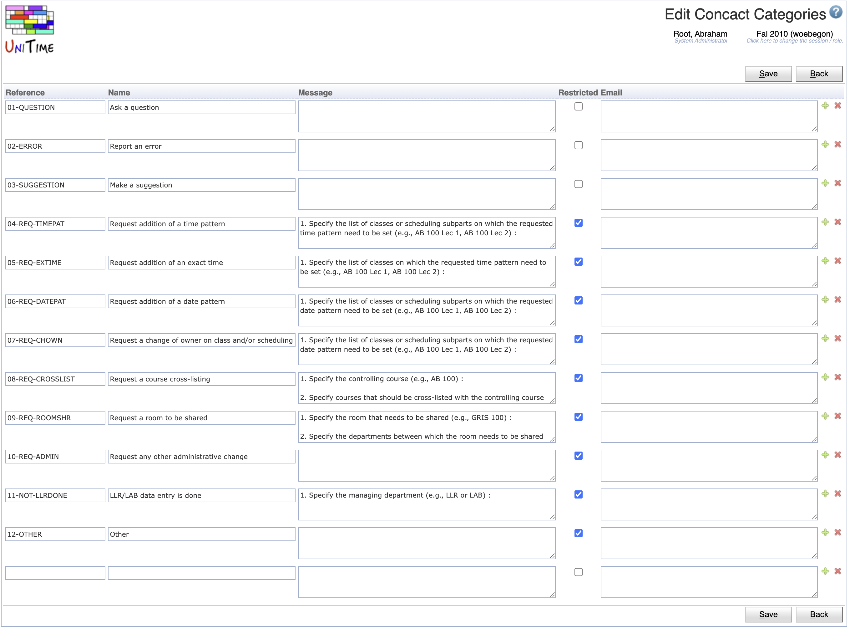 Contact Categories