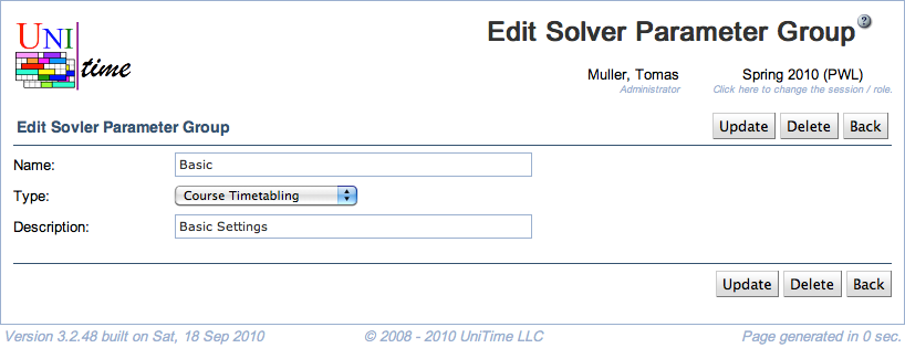Edit Solver Parameter Group