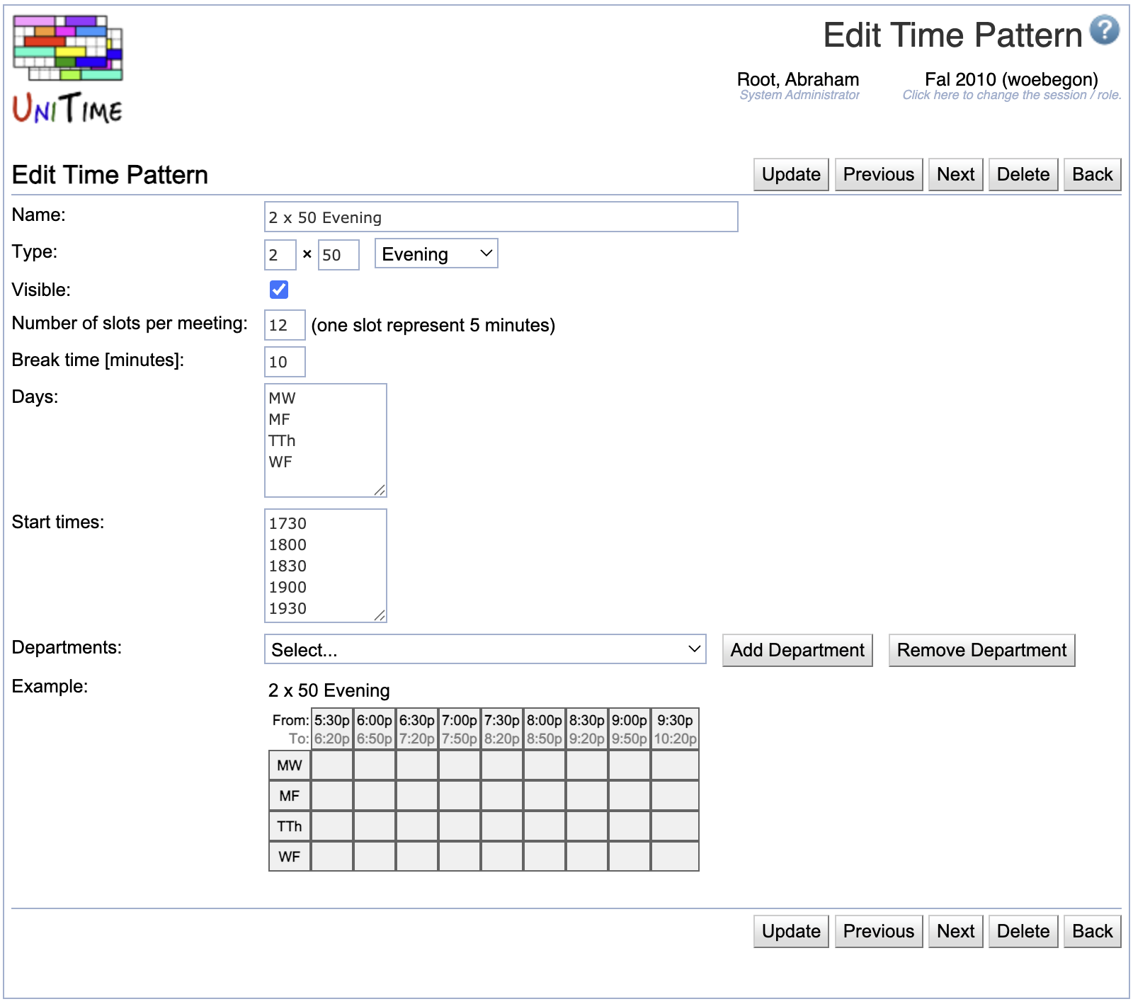 Edit Time Pattern