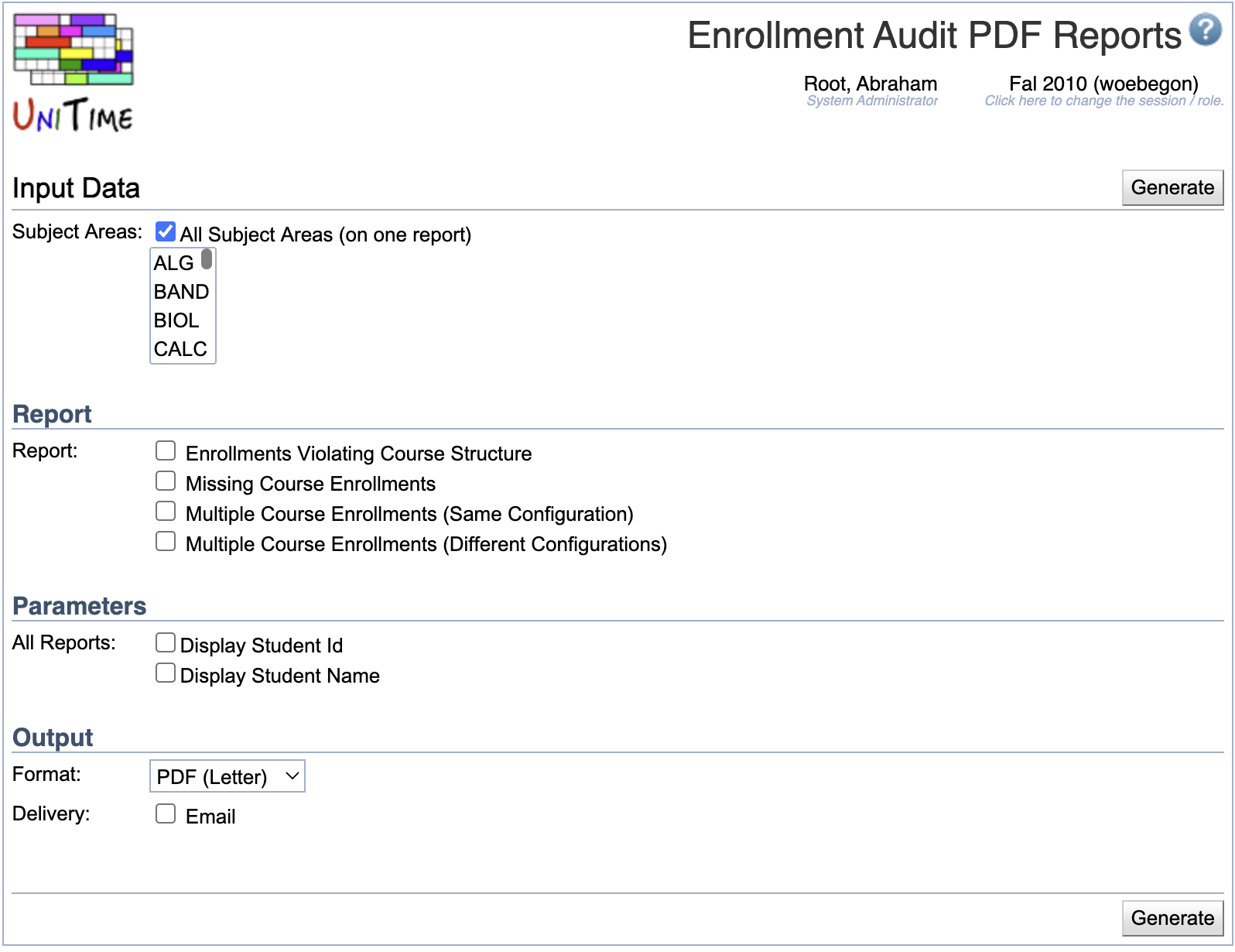 Enrollment Audit PDF Reports