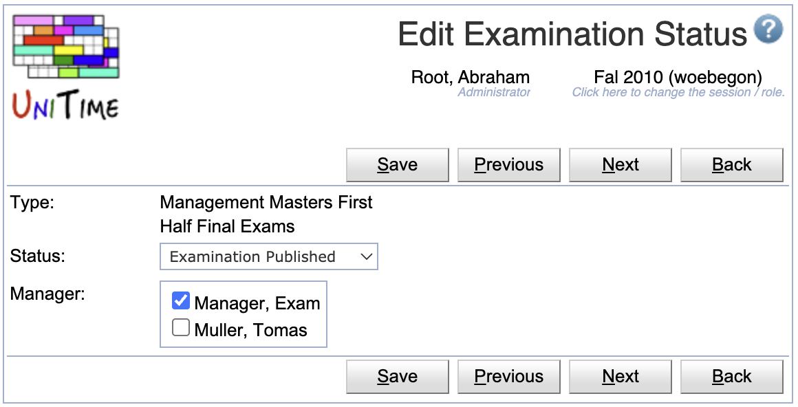 Examination Statuses