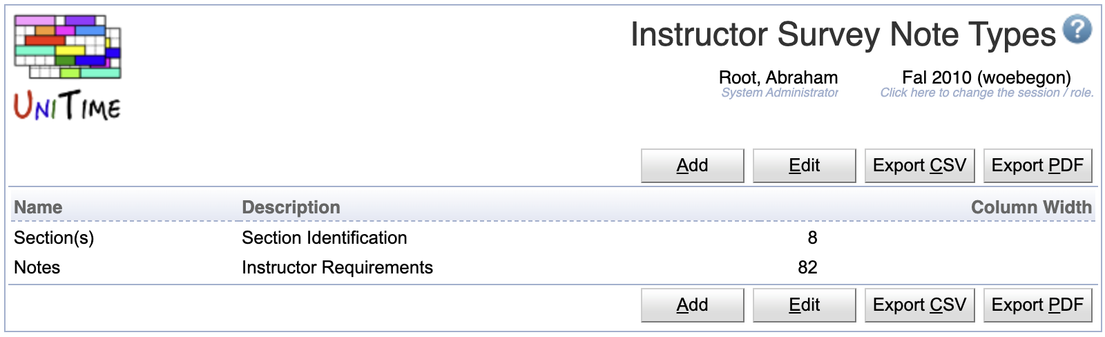 Instructor Survey Note Types