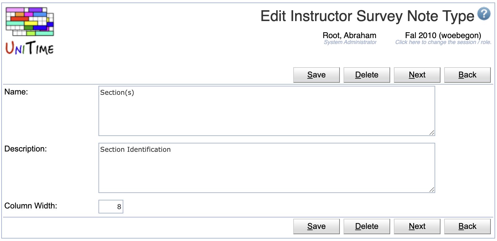 Instructor Survey Note Types