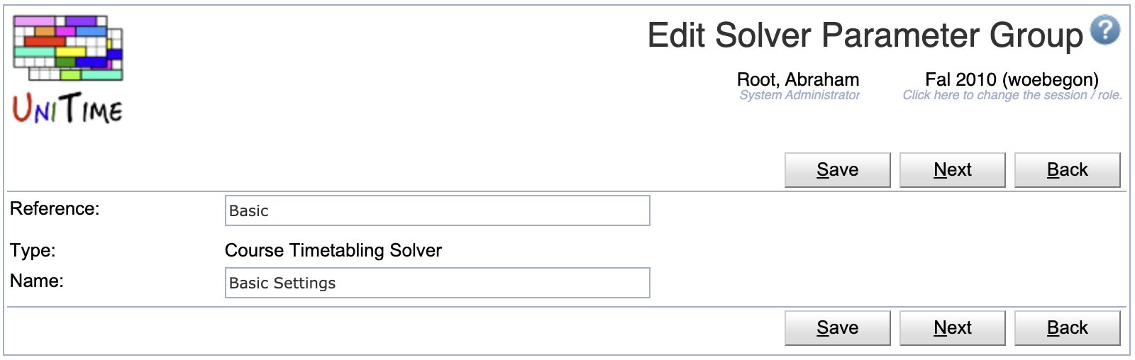 Solver Parameter Groups