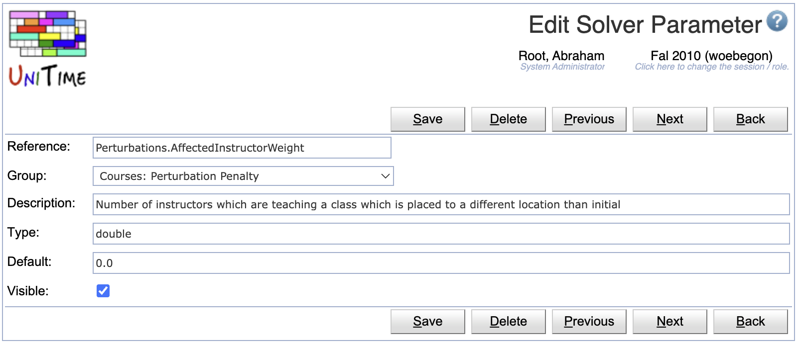 Solver Parameters