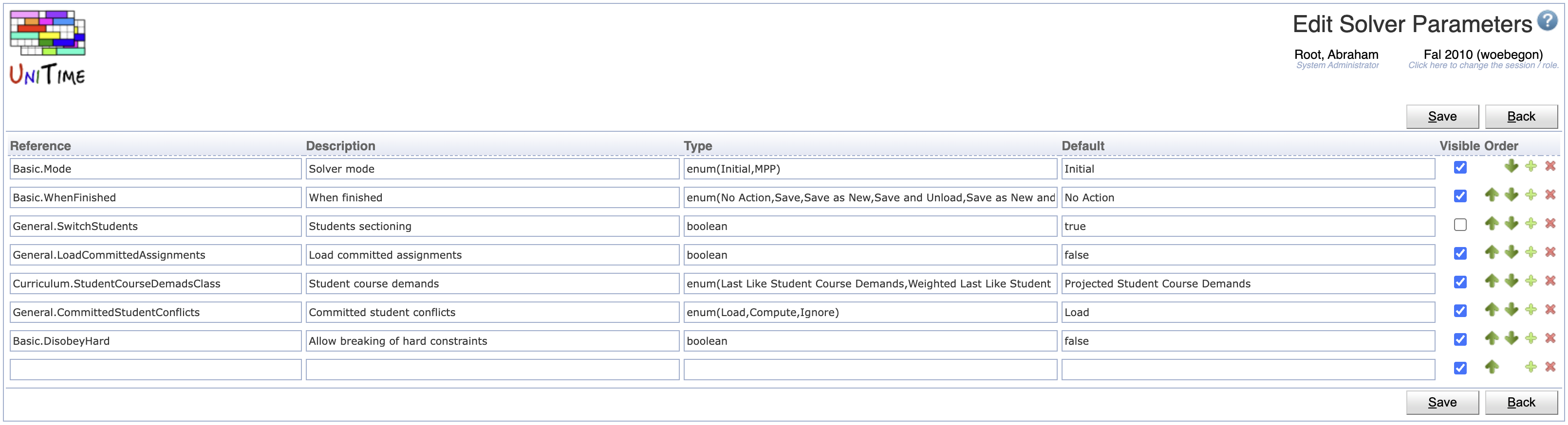 Solver Parameters