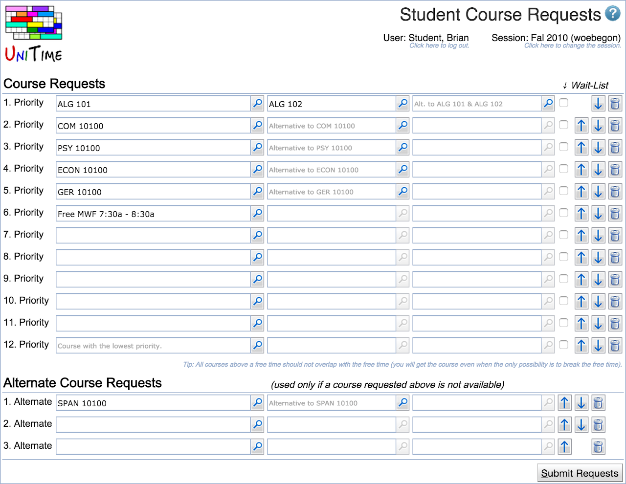 Student Course Requests