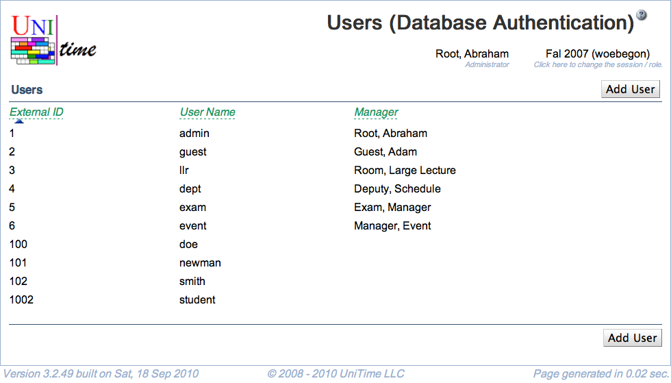 Users (Database Authentication)