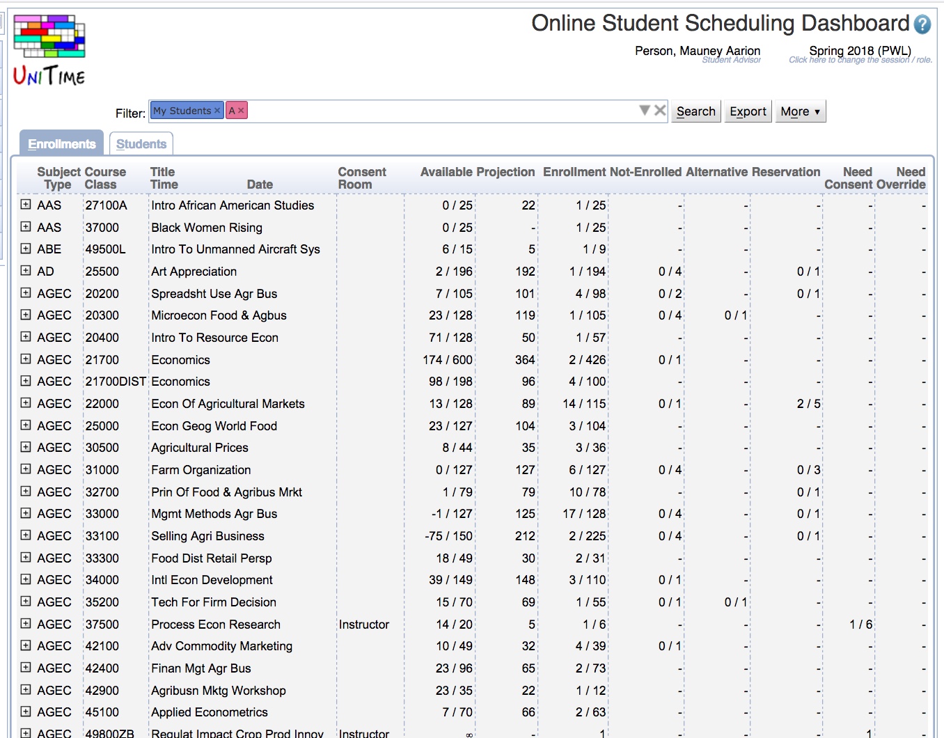 Student Scheduling Dashboard Manual